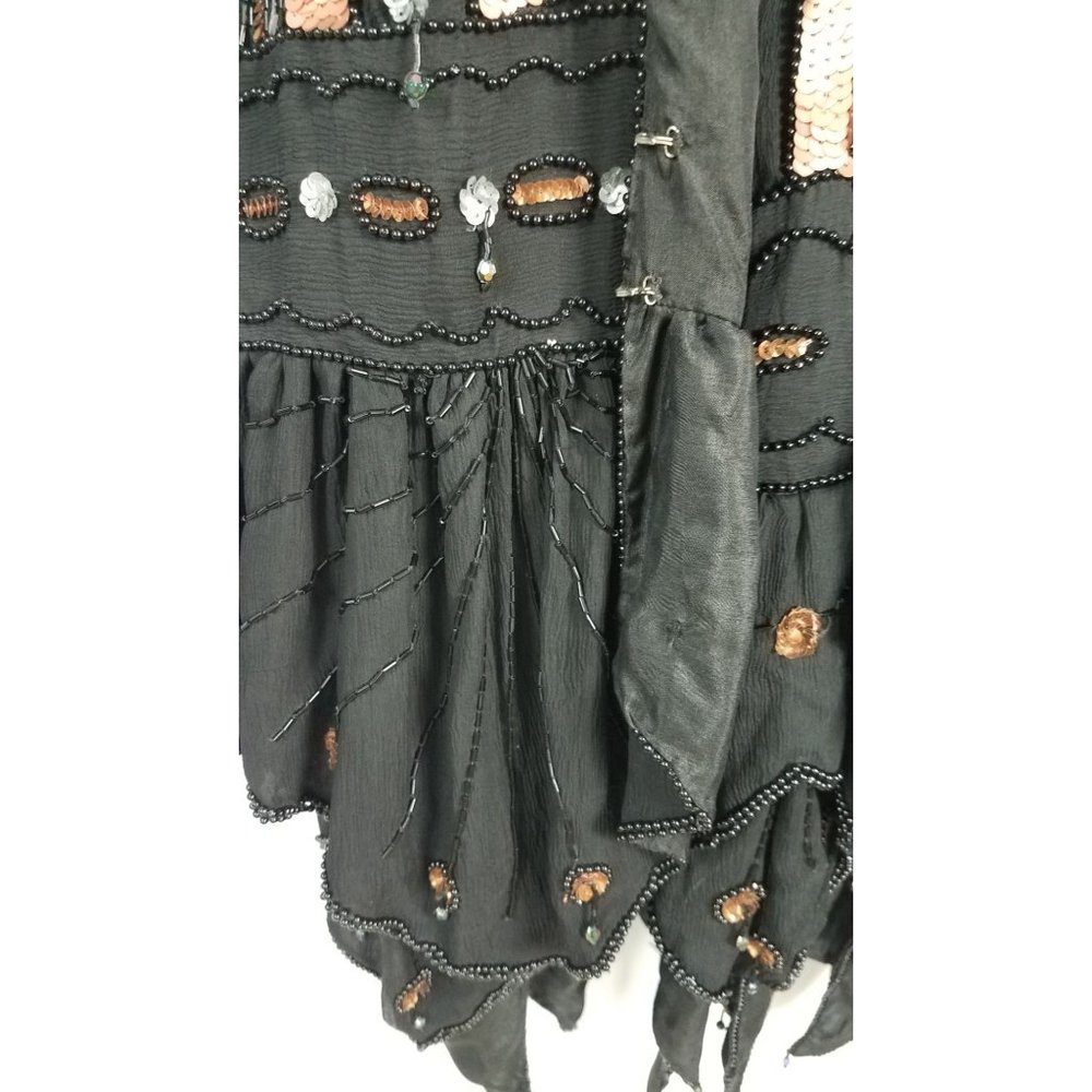 Vintage Judith Ann Creations Sz. M Sequin & Silk Long Length Jacket & Dress Set - Picture 5 of 13